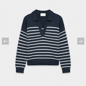Wilfred Clara Merino Wool Sweater Navy and White Striped XS